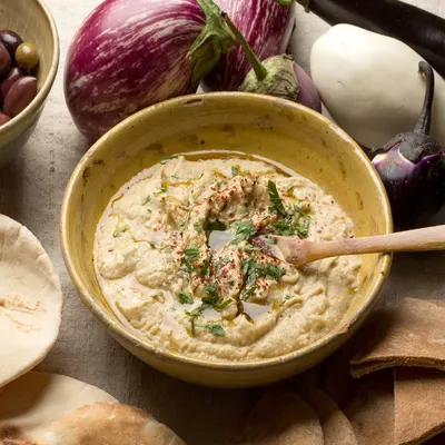 Smoked aubergine purée