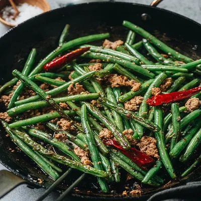 Sichuan Style Stir-Fried Chinese Long Beans