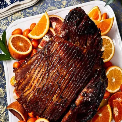 Slow-roasted ham with lemon, garlic & sage
