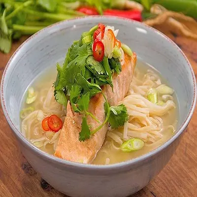 Salmon noodle soup