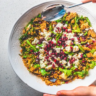Aubergine couscous salad